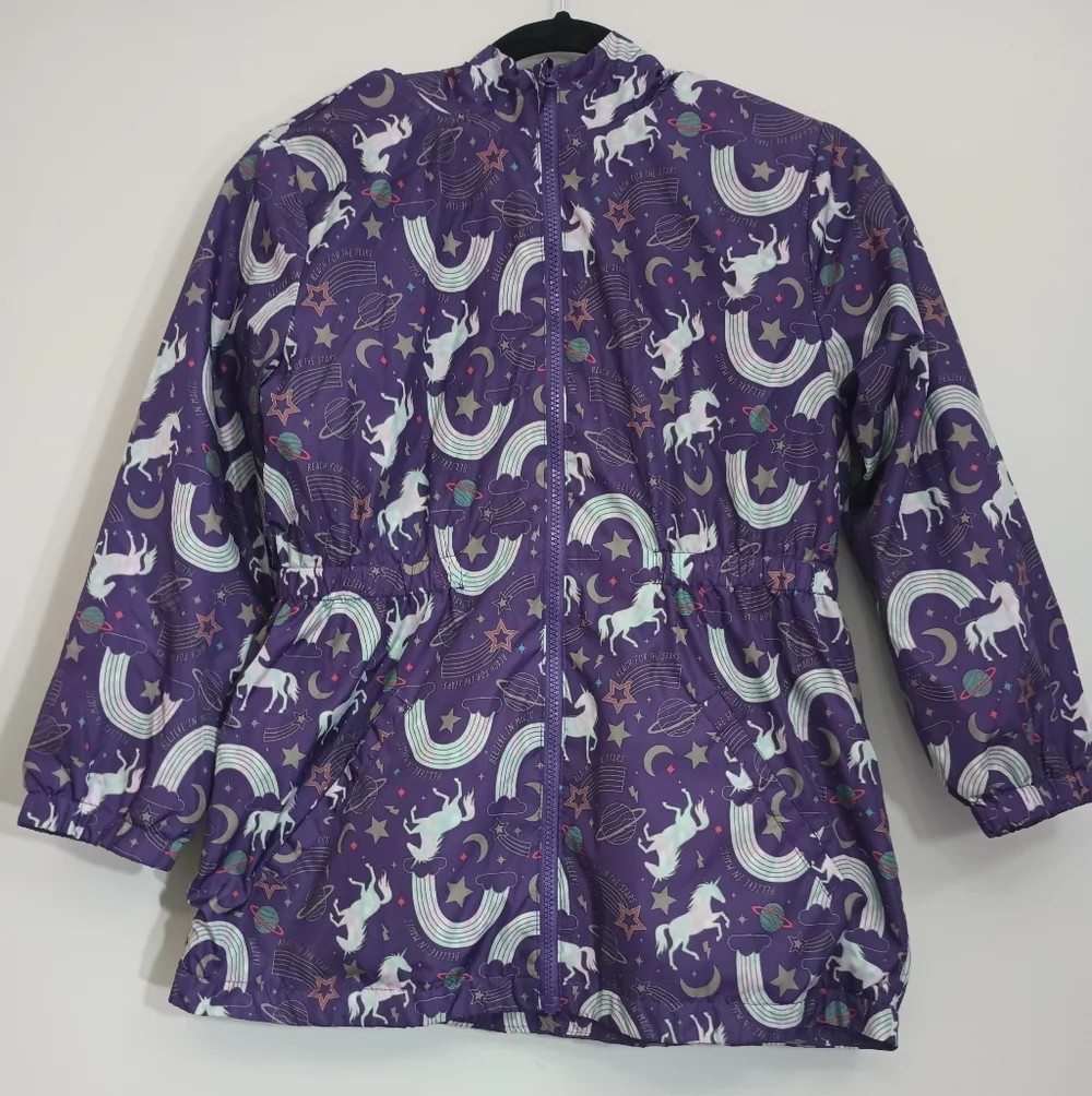 Kids Wonder‎ Nation Purple Unicorn Windbreaker L (10-12) Plus